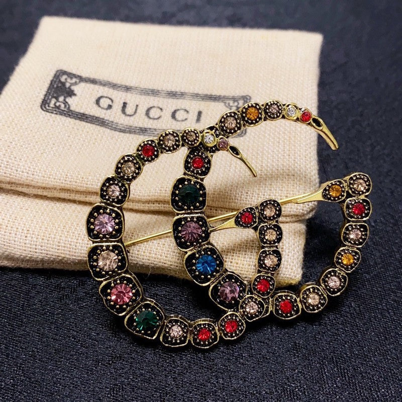 Gucci Double G Color Crystal Brooch